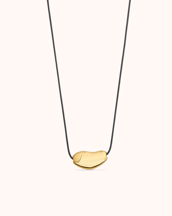Waterproof Pebble Cord Necklace in Gold