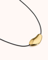 Waterproof Pebble Cord Necklace in Gold