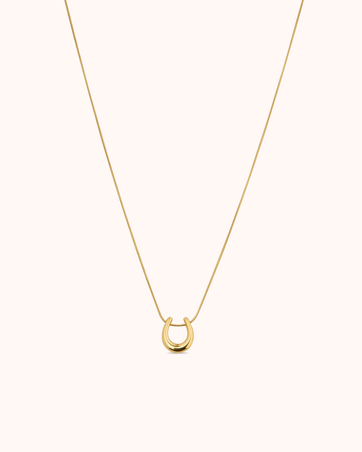 Waterproof U Pendant Necklace in Gold