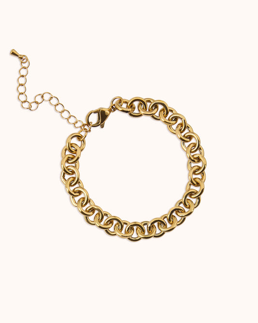 Waterproof Oval Link Bracelet in Gold