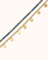 Waterproof Double Chain Beaded Bracelet in Gold