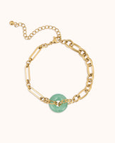 Waterproof Round Semi-Precious Stone Chain Bracelet in Gold