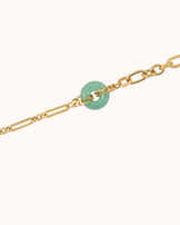 Waterproof Round Semi-Precious Stone Chain Bracelet in Gold