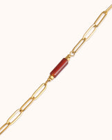 Waterproof Semi-Precious Link Bar Bracelet in Gold