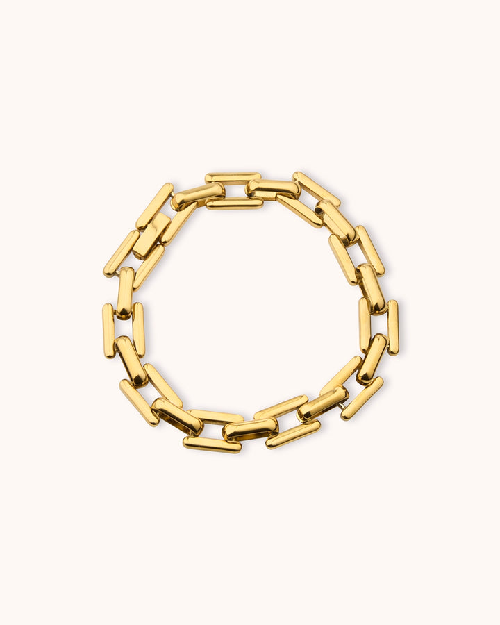 Waterproof Chunky Square Chain Bracelet in Gold