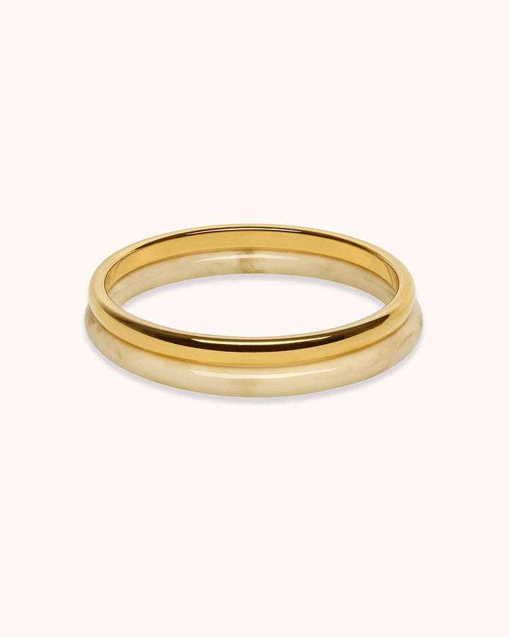 Waterproof Cream Resin 2-Pack Bangles in Gold