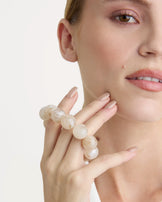 Chunky Resin Round Beaded Bracelet in Cream