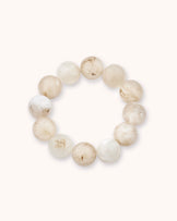 Chunky Resin Round Beaded Bracelet in Cream