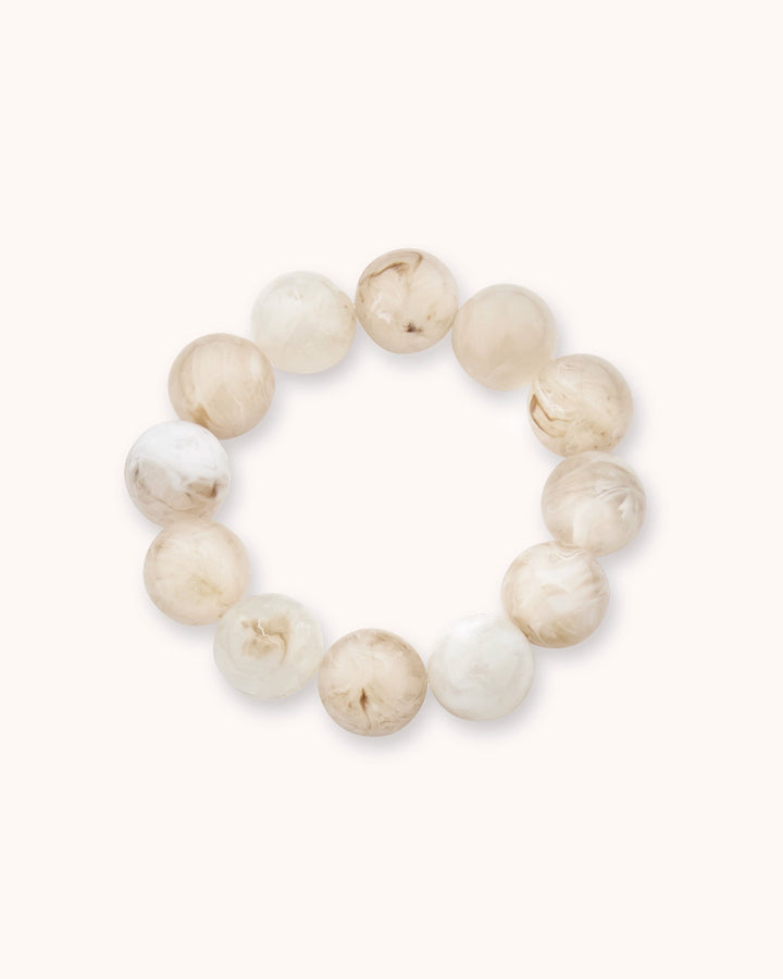 Chunky Resin Round Beaded Bracelet in Cream