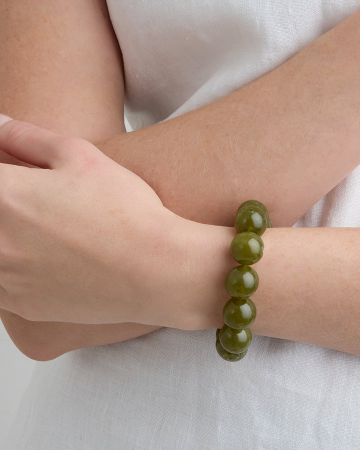 Chunky Resin Beaded Bracelet in Green