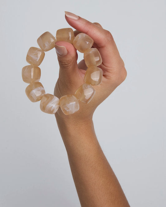 Chunky Resin Beaded Bracelet in Cream