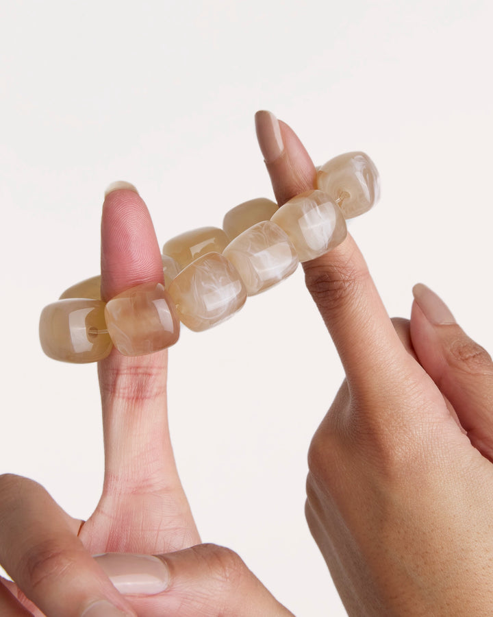 Chunky Resin Beaded Bracelet in Cream