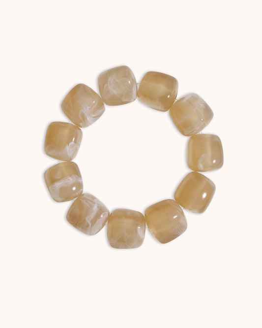 Chunky Resin Beaded Bracelet in Cream