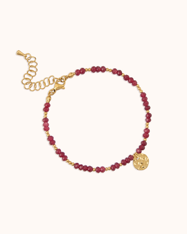 Waterproof Molten Charm Beaded Bracelet in Gold