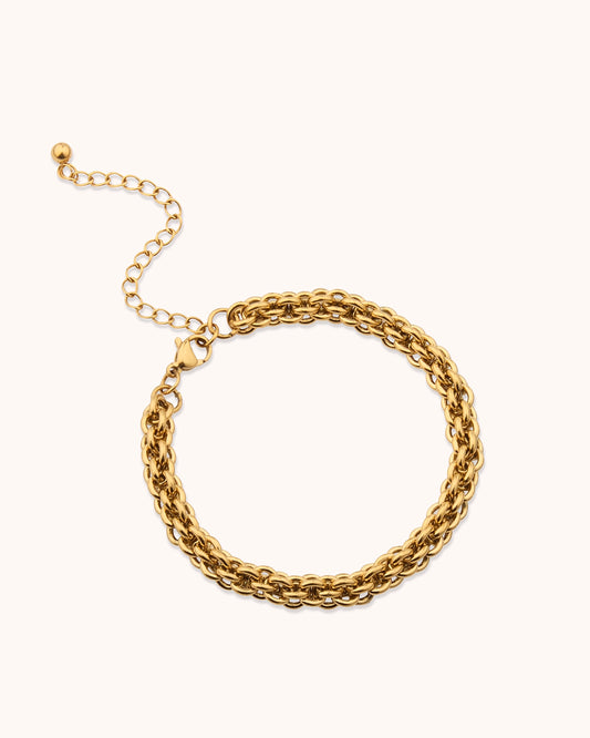 Waterproof Thick Link Chain Bracelet in Gold