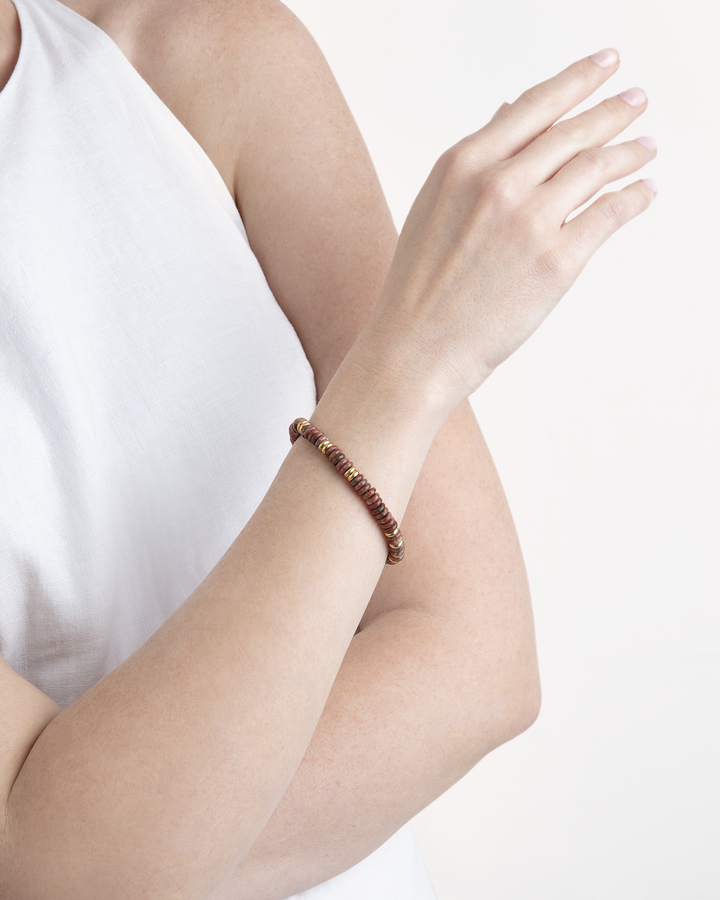 Semi-Precious Beaded Bracelet in Brown