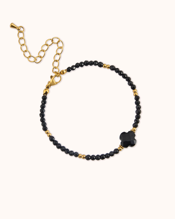 Waterproof Beaded Flower Bracelet in Gold