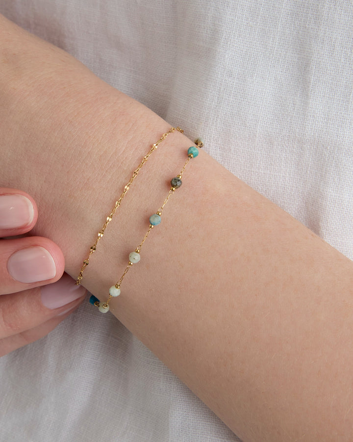 Waterproof Multi Chain Beaded Bracelet in Gold
