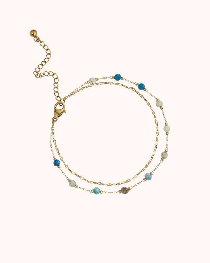 Waterproof Multi Chain Beaded Bracelet in Gold