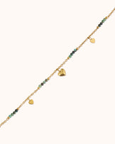 Waterproof Heart Charms Beaded Bracelet in Gold