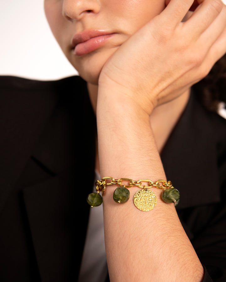 Chunky Charm Bracelet in Green