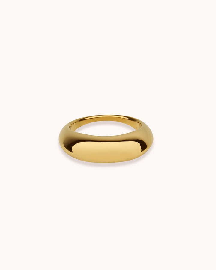 Waterproof Thick Band Ring in Gold
