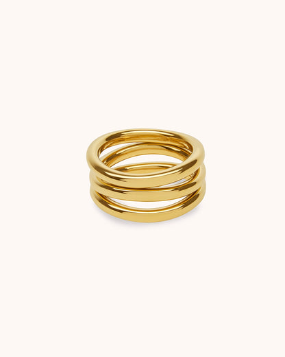 Waterproof Triple Band Ring in Gold