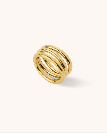 Waterproof Triple Band Ring in Gold