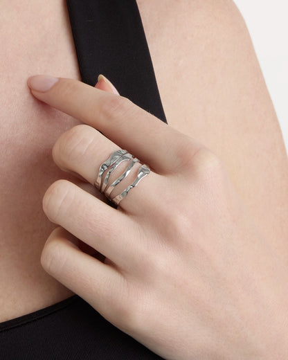 Waterproof 4-Row Ring in Silver