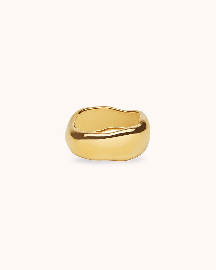 Waterproof Textured Chunky Ring in Gold