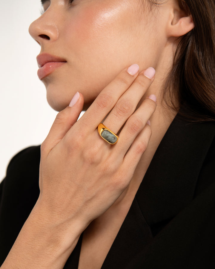 Chunky Signet Ring in Green