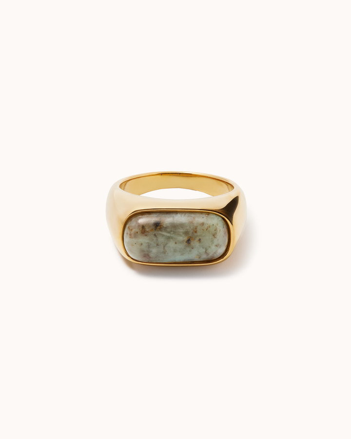 Chunky Signet Ring in Green