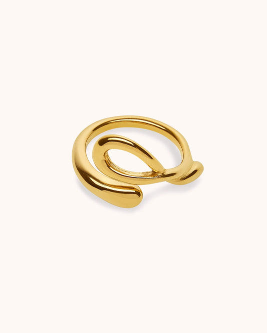Waterproof Chunky Wrap Adjustable Ring in Gold