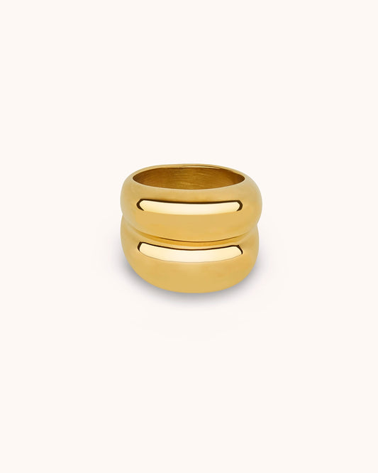 Waterproof Double Chunky Ring in Gold