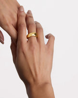 Waterproof Textured Chunky Ring in Gold