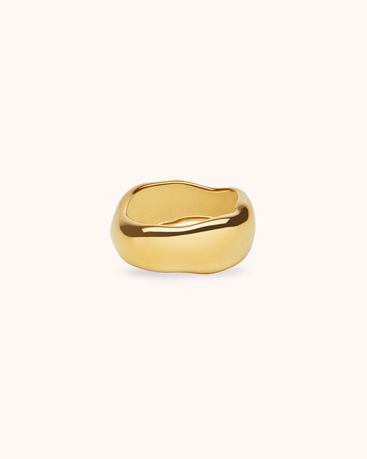Waterproof Textured Chunky Ring in Gold