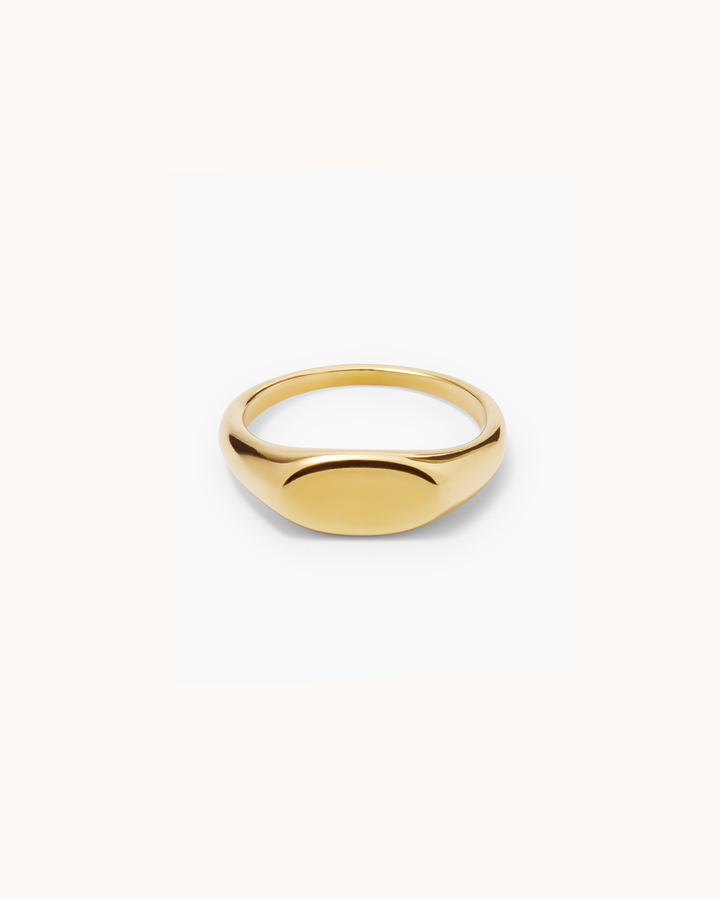 Waterproof Signet Ring in Gold