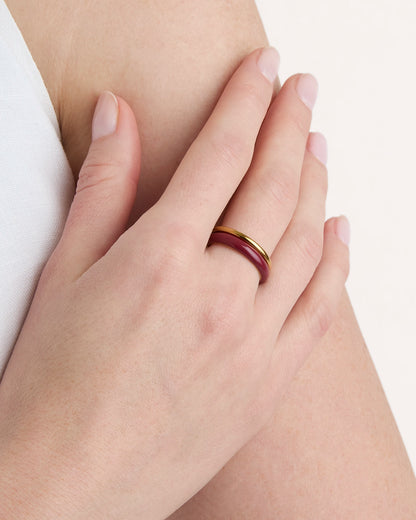 Waterproof 2-Pack Enamel Rings in Gold