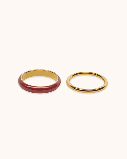 Waterproof 2-Pack Enamel Rings in Gold