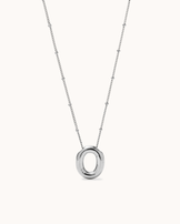 Personalised Large O Initial Pendant Necklace in Silver