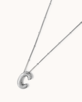 Personalised Large C Initial Pendant Necklace in Silver