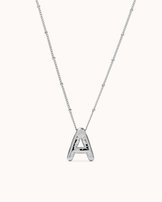 Personalised Large A Initial Pendant Necklace in Silver
