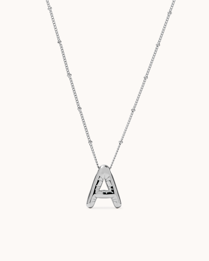 Personalised Large A Initial Pendant Necklace in Silver