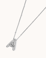 Personalised Large A Initial Pendant Necklace in Silver