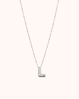 Large L Initial Pendant Necklace in Silver