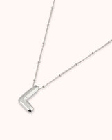 Large L Initial Pendant Necklace in Silver