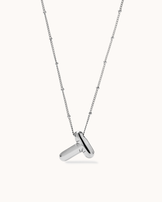 Personalised Large T Initial Pendant Necklace in Silver