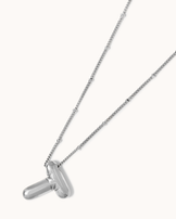 Personalised Large T Initial Pendant Necklace in Silver