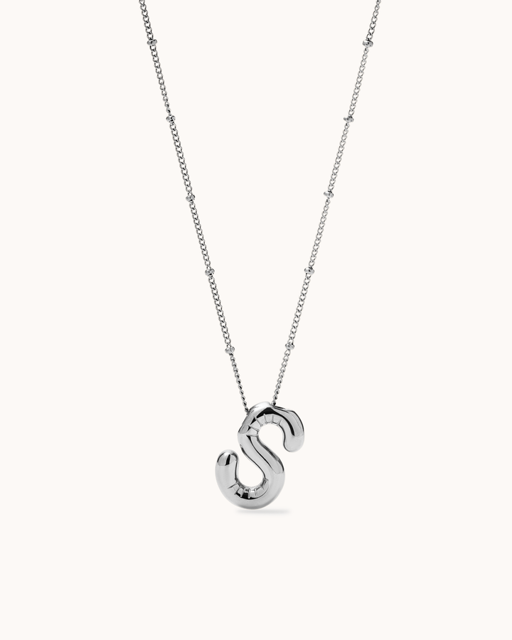 Personalised Large Initial Pendant Necklace in Silver