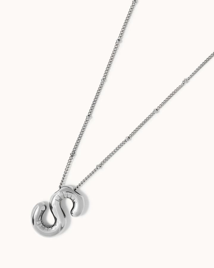 Personalised Large Initial Pendant Necklace in Silver